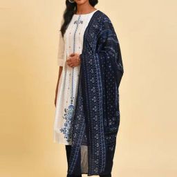 W Blue Cotton Printed Dupatta-picture-32