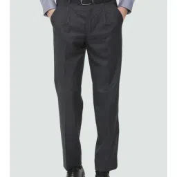 Louis Philippe Grey Regular Fit Formal Pleated Trousers-image-20