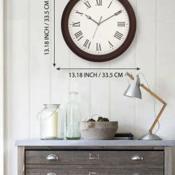 CHRONIKLE Elegant Round Rosewood Brown Wood Wall Clock-15