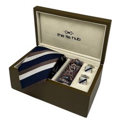 The Tie Hub Men Striped Square Accessory Gift Set of-image-110