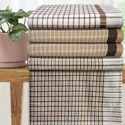 Athom Living Brown & White 5 Pieces Printed Cotton 210 GSM Bath Towel-image-40