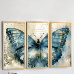 Art Street Blue & White 3 Pieces Floral & Botanical Wall Art-24