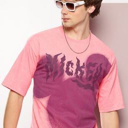 Kook N Keech Disney Men Mickey Mouse Printed Drop-Shoulder Sleeves Oversized T-shirt-picture-6