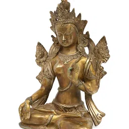 Exotic India Idol Tibetan Buddhist Goddess White Tara Brass Statue-image-37