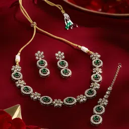 AMI Gold-Plated Austrian Diamonds-Studded Jewellery Set-7