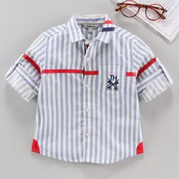 ToffyHouse Full Sleeves Cotton Striped Shirt- Blue-image-18
