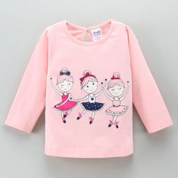 Simply Full Sleeves Cotton Top Ballerina Print- Pink-picture-24