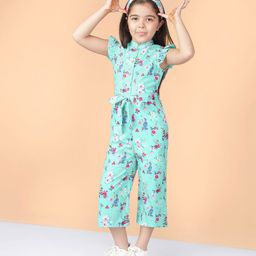 Naughty Ninos Cap Frill Sleeves Floral Printed Jumpsuit - Blue-image-22