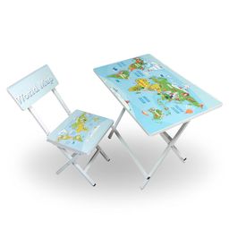 Wishing Clouds World Map Study Table and Chair for Kids - Multicolor-25