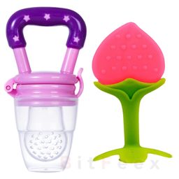 BitFeex Peach Silicone Food Fruit Nibbler with Extra Mesh Soft Pacifier Feeder Teether for Infant Baby Infant Elegant BPA Free-Pack of 2pcs-10