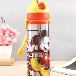 Mickey Steel Water Bottle With Pop-up Straw Multicolour - 650 ml-image-33