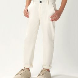 One Friday  Stretchable Solid Trouser With Pockets - Off White-image-14