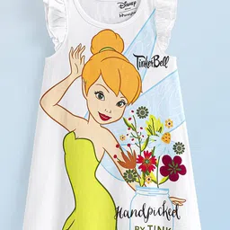 HoneyHap Disney Single Jersey Knit Frill Sleeves Nighty With Tinker Bell Print - White-picture-25