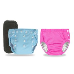 Chinmay Kids Combo of Baby Swim Diaper Waterproof Reusable Leakproof Adjustable Pool Swimsuit & Adjustable Size Baby Cloth Button Diaper Washable/Reusable Nappies for Infants With Black Insert-image-58