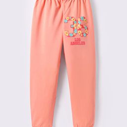 Tango Looper Knit Full Length Lounge Pants with Floral Print - Light Peach-image-88