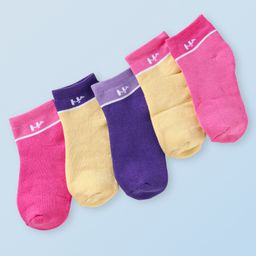 Honeyhap Premium Cotton Bamboo Spandex With Bio Finish Solid Socks Pack of 5 - Sachet Pink Azealea Pink Pale Banana & Lavender-image-46