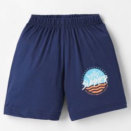 Tango Single Jersey Knit Knee Length Shorts With Beach Theme Print - Navy Blue-image-24