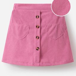 Mark & Mia Washed Solid Colour Skirts With Heart Patch - Fuschia-image-45