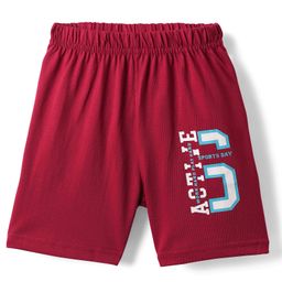Tango Single Jersey Knit Above Knee Length Shorts with Text Print - Red-image-43