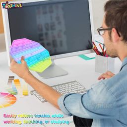 Toyshine Octagon Shaped Pop Bubble Stress Relieving Silicone Pop It Fidget Toy - Multicolor image 2