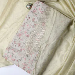 Meena Bazaar Floral Printed Sequinned Linen Unstitched Dress Material-image-17