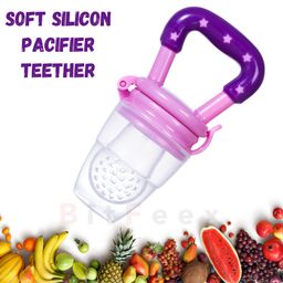 BitFeex Peach Silicone Food Fruit Nibbler with Extra Mesh Soft Pacifier Feeder Teether for Infant Baby Infant Elegant BPA Free-Pack of 2pcs image 3