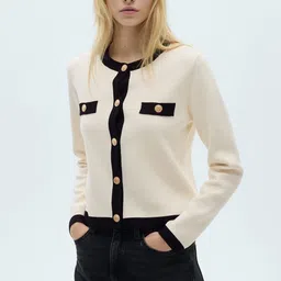 MANGO Collarless Knitted Jacket-picture-58