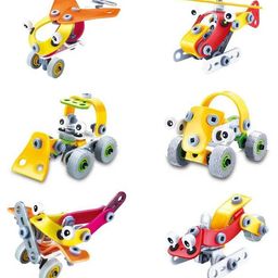 Azhari Build & Play 178pcs 6 in 1 Diy Take Apart Toys Vehicle Transportation Building Kids Flexible Screw Assembly Blocks Toy with 3 D Scene Puzzle Color Design May Vary image 4