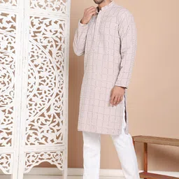 Jompers Men Embroidered Regular Sequinned Kurta with Pyjamas image 5