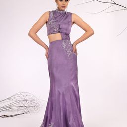 THE BEHRUZ THEORY Floral Embroidered Cut-Out Satin Gown Maxi Dress-image-67