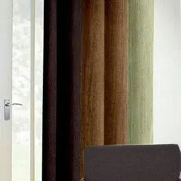 BELLA TRUE Brown & Green Colourblocked Door Curtain-image-83