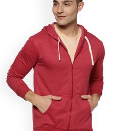 Campus Sutra Men Maroon Solid Hooded Sweatshirt-image-32