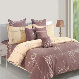 Swayam Printed Chocolate Brown 200 TC Cotton Single Bedsheet with 1 Pillow Cover-image-65