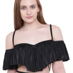 La Intimo Black Non Wired Non Padded Bralette-image-1