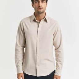 GANT Beige Pure Cotton Regular Fit Solid Shirts-picture-41