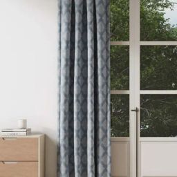DDecor Blue Damask Polyester 7 ft Door Curtain-image-47