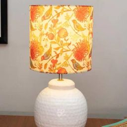 Homesake Red & White Metal Ginger Jar Antique Birds And Trees Table Lamp-15