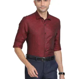 Turtle Maroon Cotton Slim Fit Printed Shirts-image-19