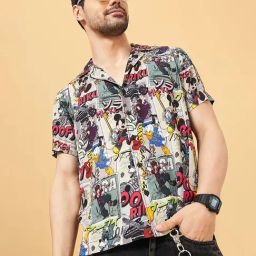 People by Pantaloons Grey Viscose Slim fit Print  Shirts-image-63