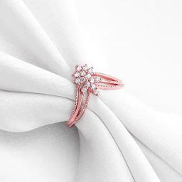 GIVA 92.5 Sterling Silver Rose Gold Fleur-De-lis Adjustable Ring for Womens and Girls-image-53