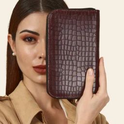 THE GUSTO Maroon Casual PU Zip Around Wallet for Women-picture-42