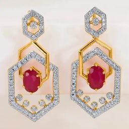 P.N.Gadgil Jewellers 14KT Yellow Gold and Diamond Drop Earring for Women-image-69