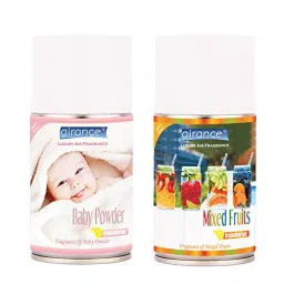 Airance 250 ml Each Baby Powder & Mixed Fruits Spray Air Freshener Automatic Spray (Pack of 2)-11