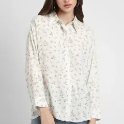 Forever 21 White Floral Print Shirt-image-25