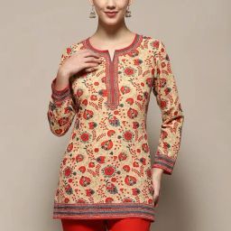 Biba Beige Printed Straight Kurti-picture-27