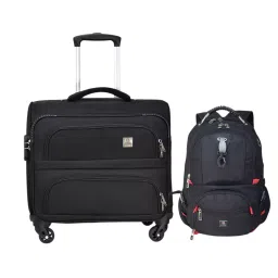 SWISS MILITARY Luggage Bag & Laptop Bag Combo 32 L & 31 L Black ABS, LTB7_LBP77A-image-53