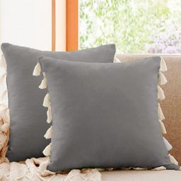 Cottonfry Grey & White 2 Pieces Pure Cotton Square Cushion Covers-image-100