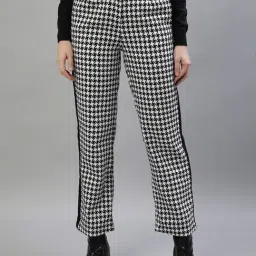 Iconic White & Black Houndstooth Pattern Trousers-image-62
