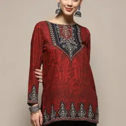 Biba Maroon Printed Straight Kurti-picture-29
