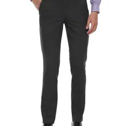 Louis Philippe Dark Grey Mid Rise Flat Front Trousers-image-18